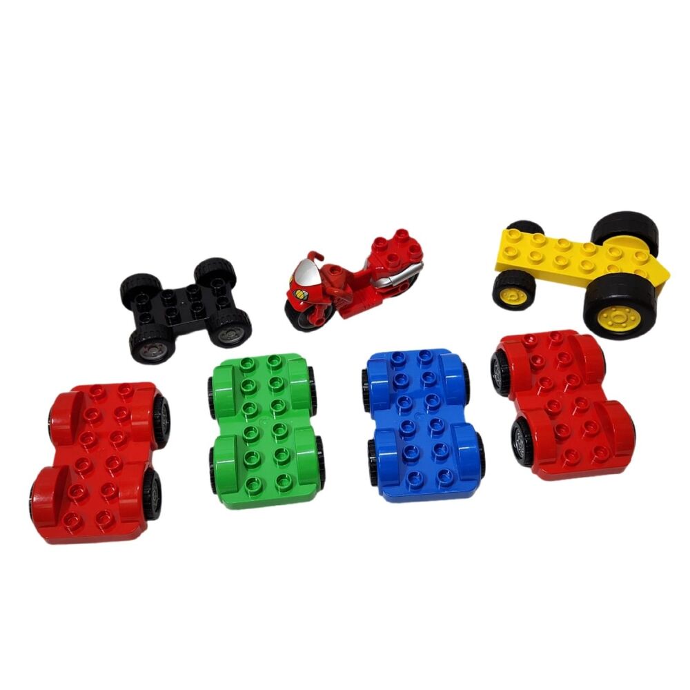 LEGO Duplo Vehicle Bases & Motorcycle – Lot of 7 Authentic LEGO Pieces